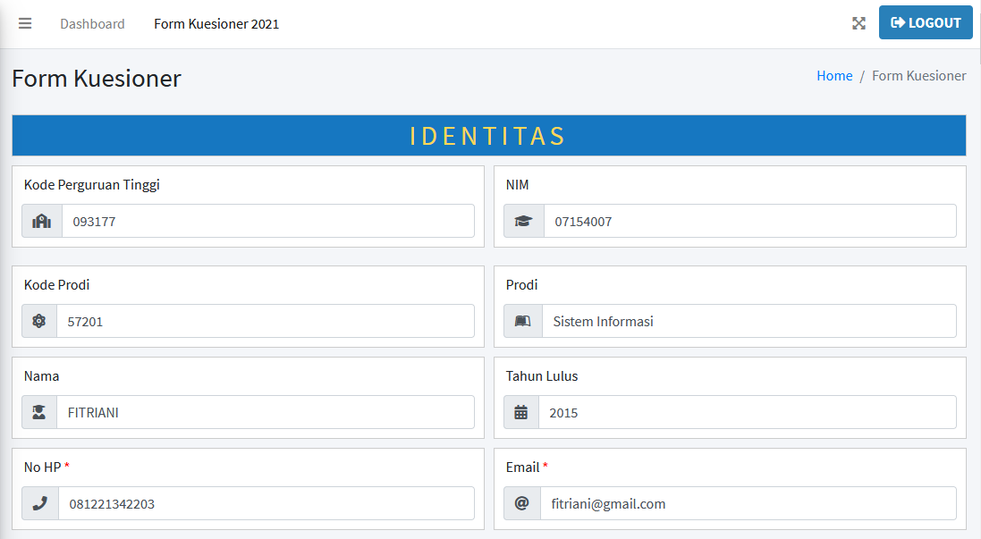 Form Kuesioner Tracer Study